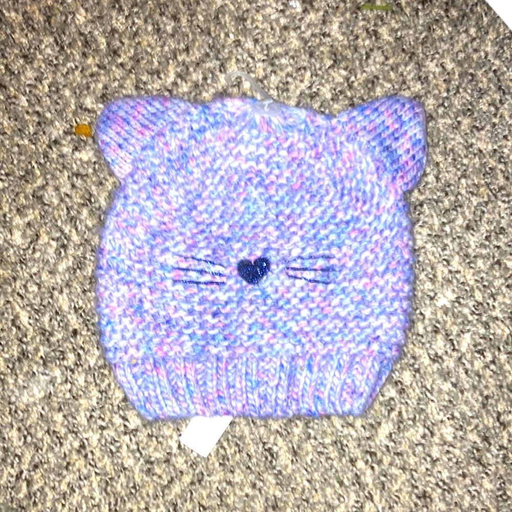 Purple knitted  cat hat